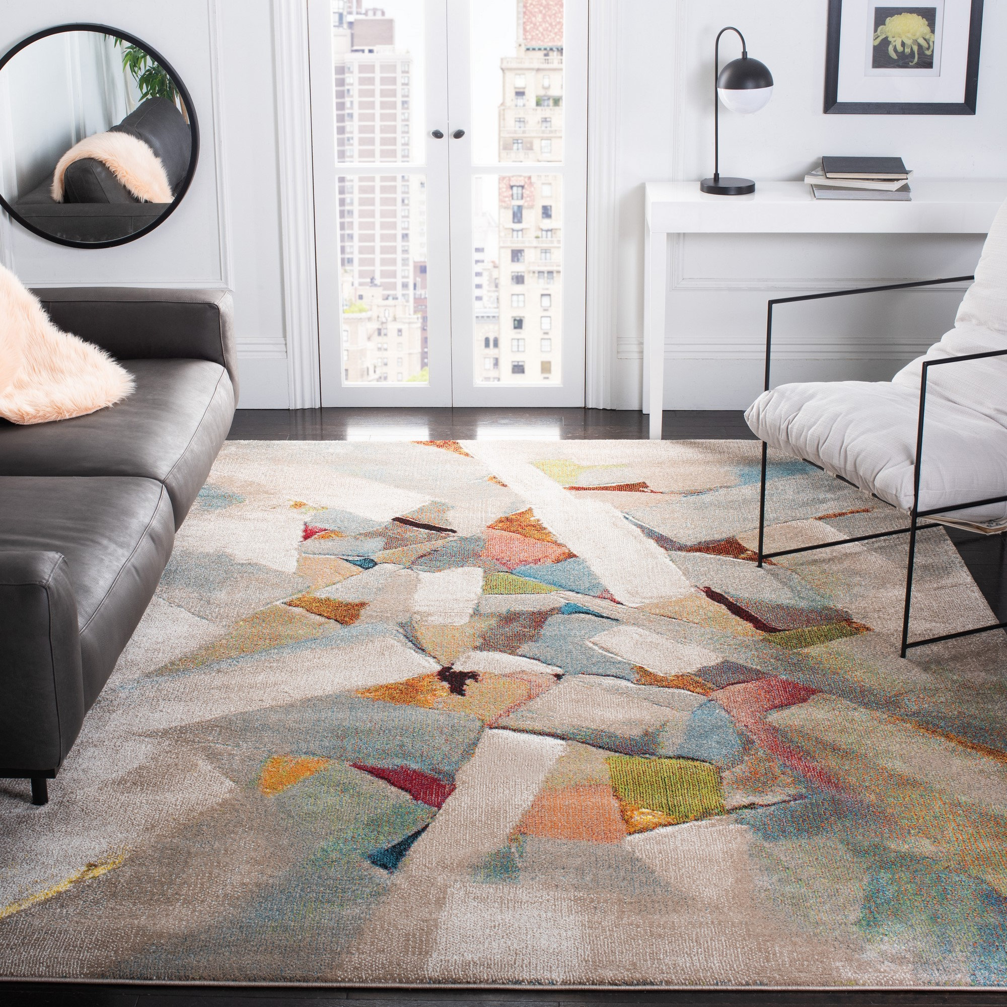 Wade Logan Asumi Wimbled Grey/Beige Area Rug & Reviews - Wayfair